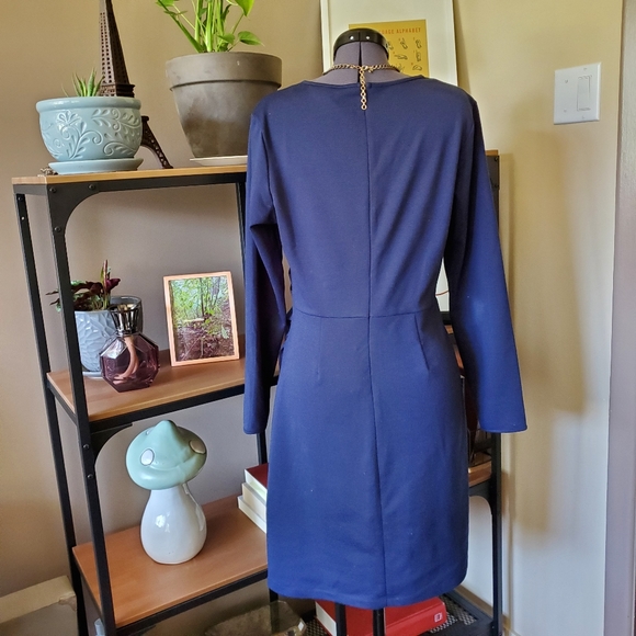 Y by Yumi Navy Faux Wrap Dress - Picture 3 of 8